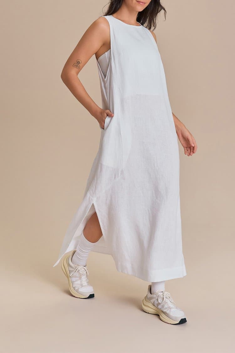 Vestido Midi Pure Linen White