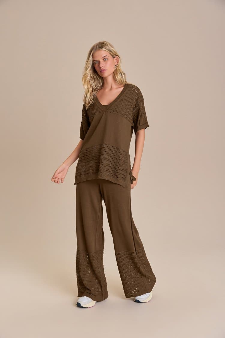 Calça Reta Tricô Sporty