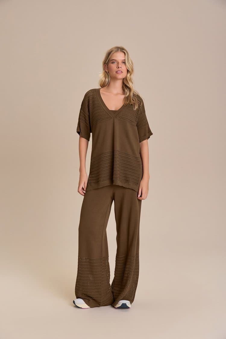 Calça Reta Tricô Sporty